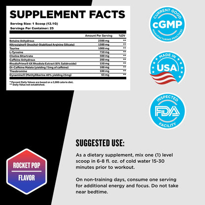 Beast Sports Nutrition Beast Mode X, Rocket Pop - Pre-Workout Powder - Sustained Energy Beast Sports Nutrition