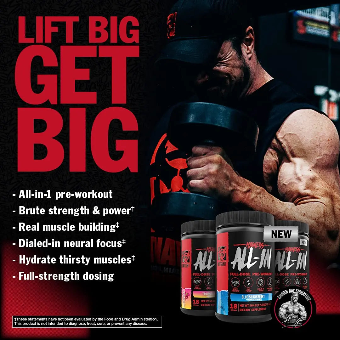 Mutant Madness All-in | Full Dosed Pre-Workout - Tropical Cyclone - 18 Serving - 504 g Mutant