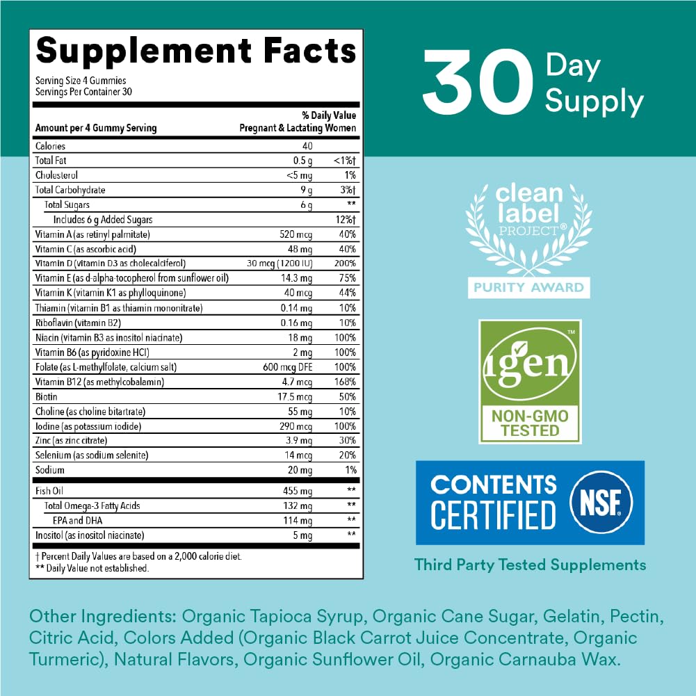 SmartyPants Prenatal Vitamins for Women, Multivitamin Gummies: Omega 3 Fish Oil (EPA/DHA) SmartyPants