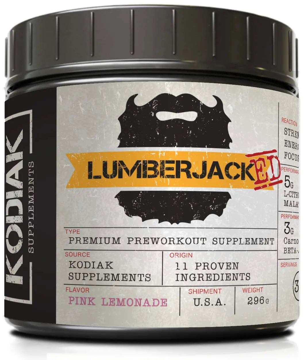 Kodiak Supplements LUMBERJACKED Pre-Workout Supplement with CarnoSyn 30 Servings Kodiak Supplements