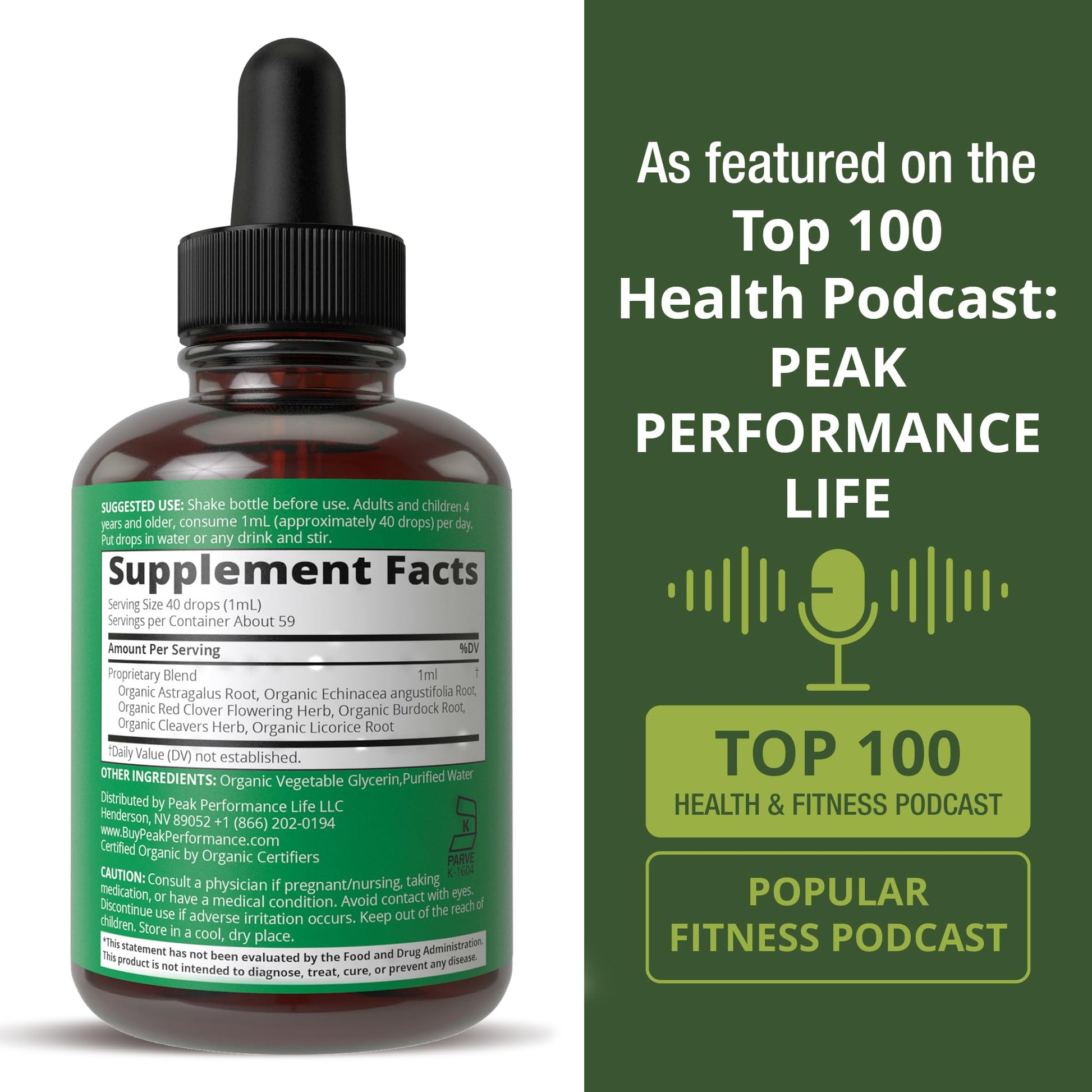 USDA Organic Lymphatic Drainage Drops. Sugar Free, Tasty 6-in-1 Lymph System Support for Detox, Cleanse. Vegan Supplement with Astragalus, Echinacea, Red Clover, Cleavers Herb, Licorice & Burdock Root Peak PerformanceBuy Supplements Australia