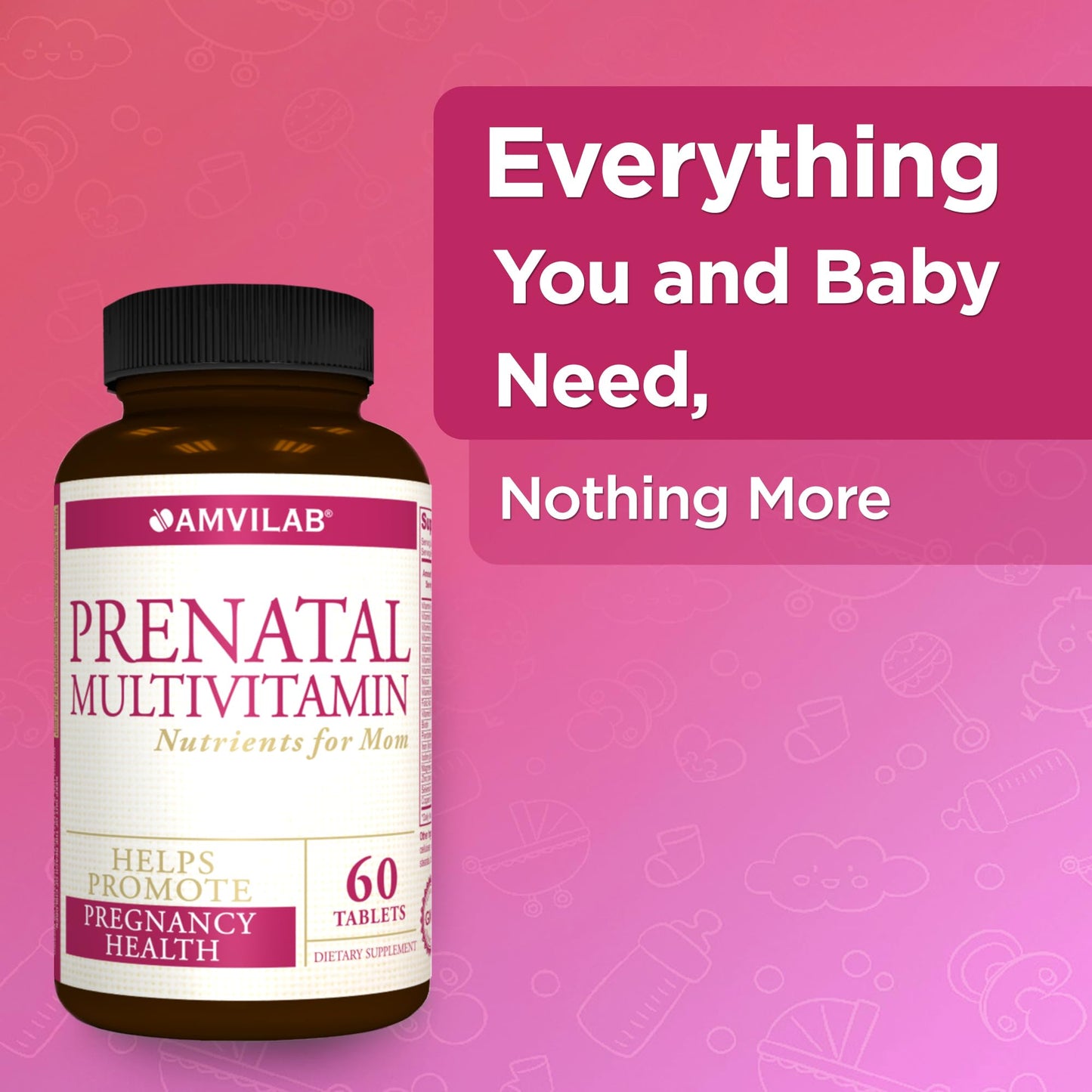 Amvilab Prenatal Multivitamin - One Serving a Day with All Essential Nutrients for Mom and Baby AMVILAB