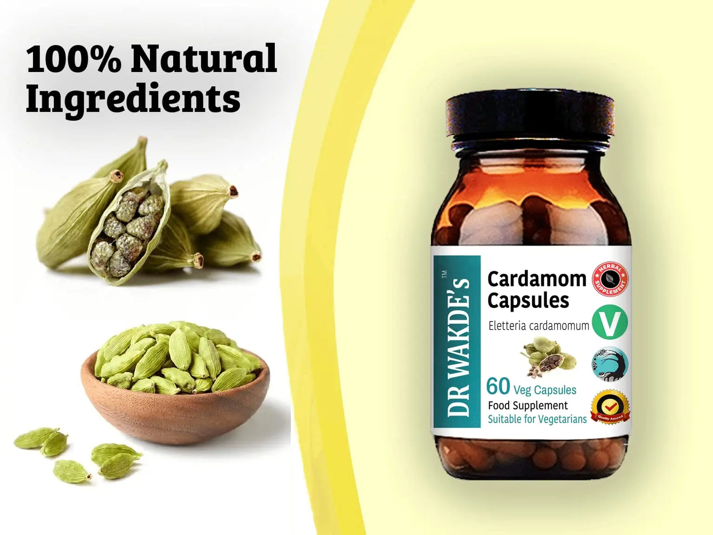 DR WAKDE'S Cardamom Capsules (60 Veg Caps, Plant-Based Supplement, Ayurvedic Herb, All Natural, Vegan) DR WAKDE's buy supplements Au