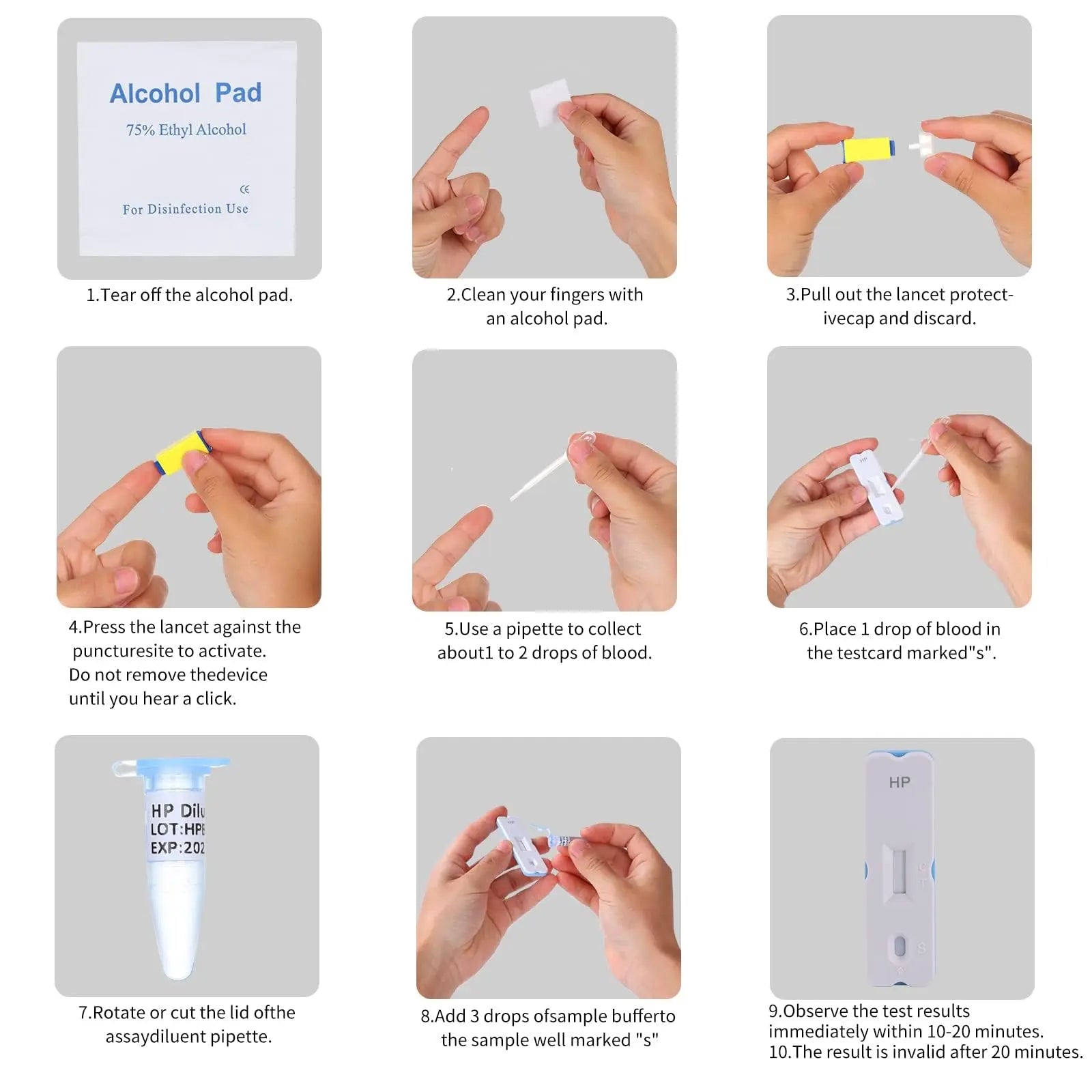H. Pylori，Helicobacter Pylori Detection 2 Test kit, 10-15 Minutes of Quick Home Testing, The Result is Highly Accurate, Easy to use and Read EvuioasBuy Supplements Australia