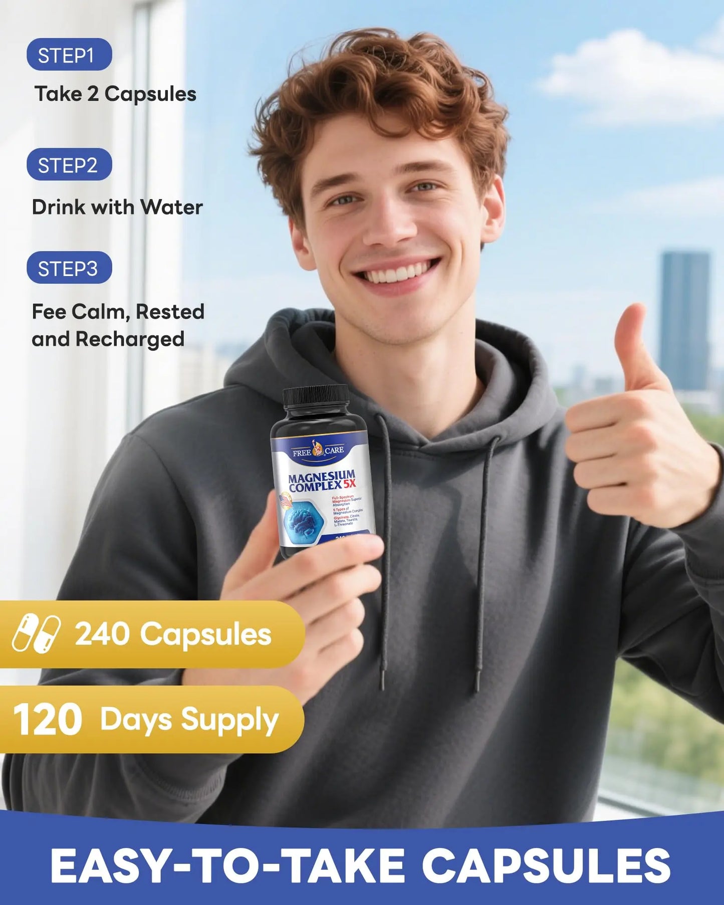 820mg Magnesium Complex 240 Veggie Capsules,for Women & Men with Magnesium Glycinate,Citrate, Malate,Taurate & L-Threonate for Sleep, Mood, Muscle Relaxation & Nerve Function Vegan Friendly, Non-GMO FreeCare buy supplements Au