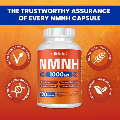 NMNH Supplement(Dihydronicotinamide Mononucleotide),Nicotinamide Mononucleotide for NAD+ Booster,1000mg per Serving,Supports Energy & Overall Health,120 Capsules RefortuBuy Supplements Australia
