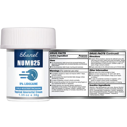 Ebanel Bundle of Numb25 Lidocaine 5% Topical Numbing Cream 1 Oz, and Pain Relief Roll On Arnica Menthol 3 Oz Ebanel buy supplements Au