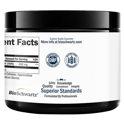 BioSchwartz NMN Supplement - 500mg Nicotinamide Mononucleotide - 30 Servings, 60 Capsules - Made in The USA with Premium Globally Sourced Ingredients, Third-Party Tested, Gluten-Free NMN Supplement BioSchwartzBuy Supplements Australia