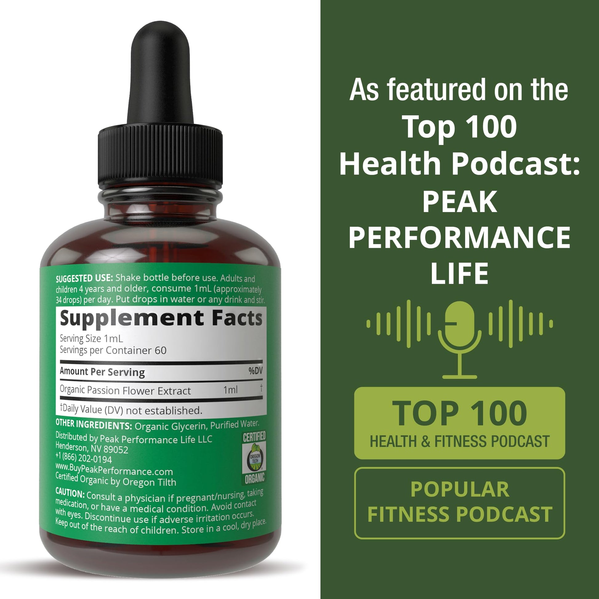 USDA Organic Passion Flower Extract Vegan Liquid Drops with High Bioavailability for Women and Men. Organic Passionflower Supplement with Zero Sugar and Gluten Free. for Calm, Relaxation Support. Peak PerformanceBuy Supplements Australia