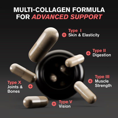 VitaRaw Collagen Pills 1800 mg - Multi Collagen Supplements (Types I, II, III, V & X) Grass Fed Non GMO Collagen Peptides Pills for Hair, Skin and Joints - Hydrolyzed Collagen Protein Powder VitaRawBuy Supplements Australia