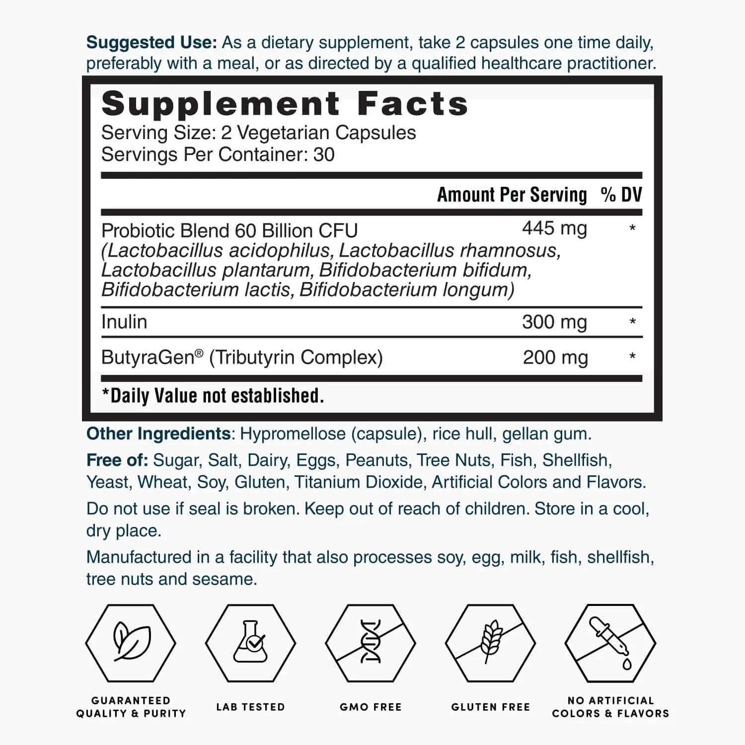 Nature's Lab Gold ProTotal - 60 Billion CFU Probiotic, Prebiotic, Postbiotic, Synbiotic - with Butyragen (Direct Butyrate Generator) 60 Ct Nature's LabBuy Supplements Australia