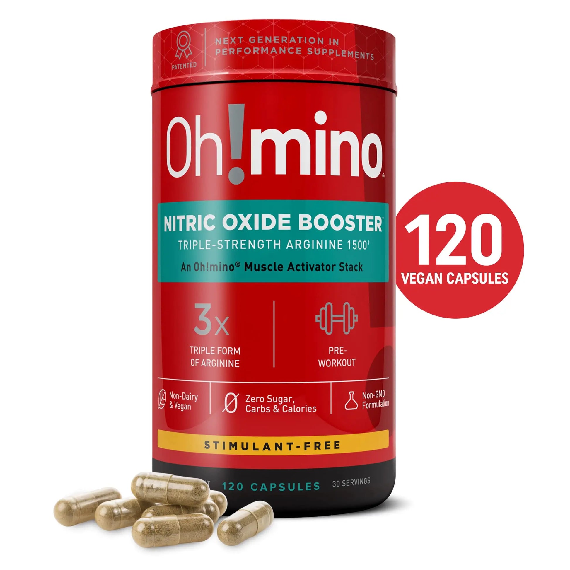 Oh!mino Nitric Oxide Supplement Activator Booster, Triple Strength L-Arginine for Energy Oh!mino