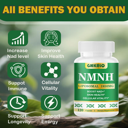 GHKALQ NMNH Supplement 1000mg,Liposomal Pure Nicotinamide Mononucleotide,Boost NAD Level with Resveratrol & Nicotinamide Riboside NR,High Absorption,for Cellular,Energy,Non-GMO,Vegan,120 Capsules GHKALQBuy Supplements Australia
