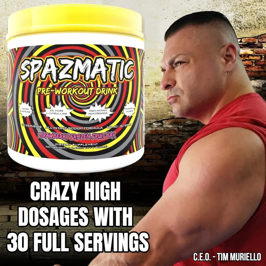 Spazmatic Pre-Workout Powder - 400mgs Caffeine - 6 Grams Pure Citrulline for Muscle TIM MURIELLO'S SPAZMATIC PRE-WORKOUT DRINK