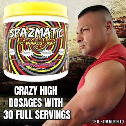 Spazmatic Pre-Workout Powder - 400mgs Caffeine - 6 Grams Pure Citrulline for Muscle TIM MURIELLO'S SPAZMATIC PRE-WORKOUT DRINK