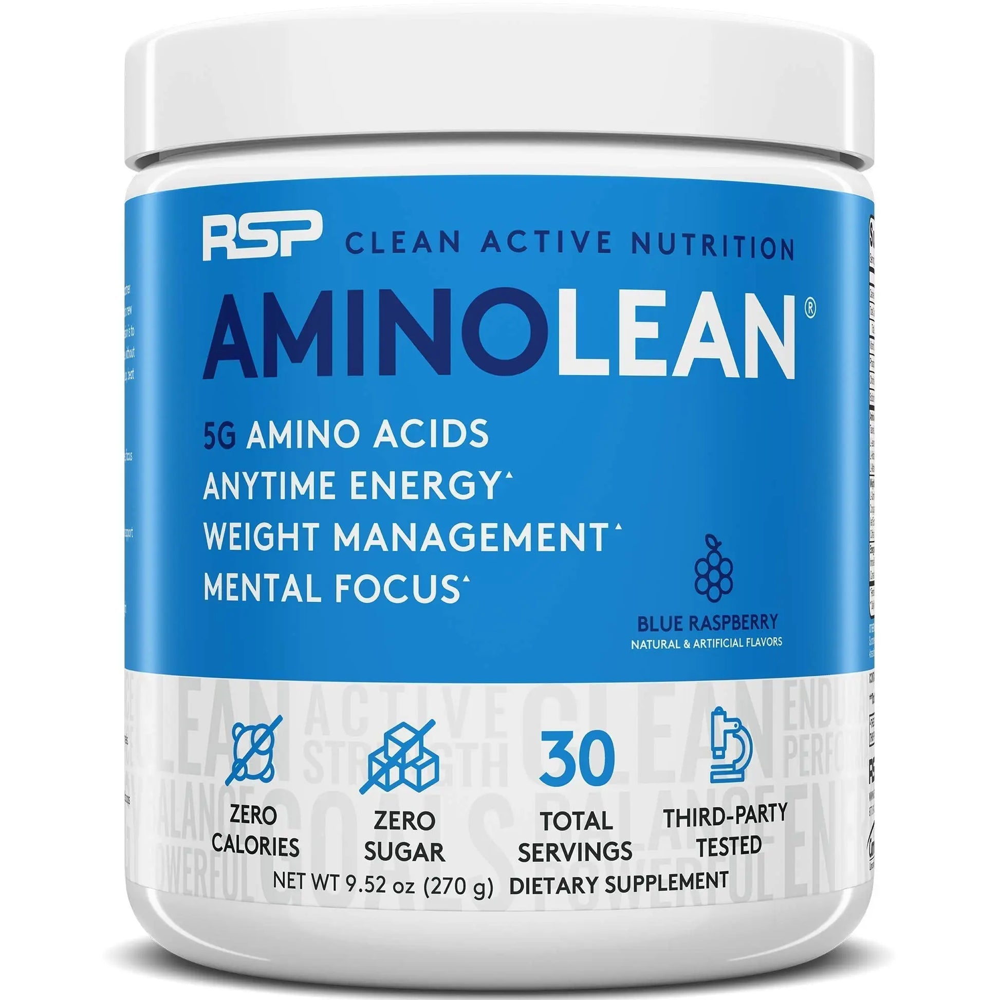 RSP NUTRITION AminoLean Pre Workout Energy (Blue Raspberry 30 Servings) with TrueFit RSP NUTRITION