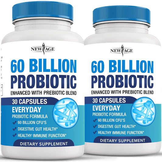 Probiotics 60 Billion CFU with Prebiotic Formula - Probiotics for Women and Men and Adults, 100% Natural Digestive Enzymes,
