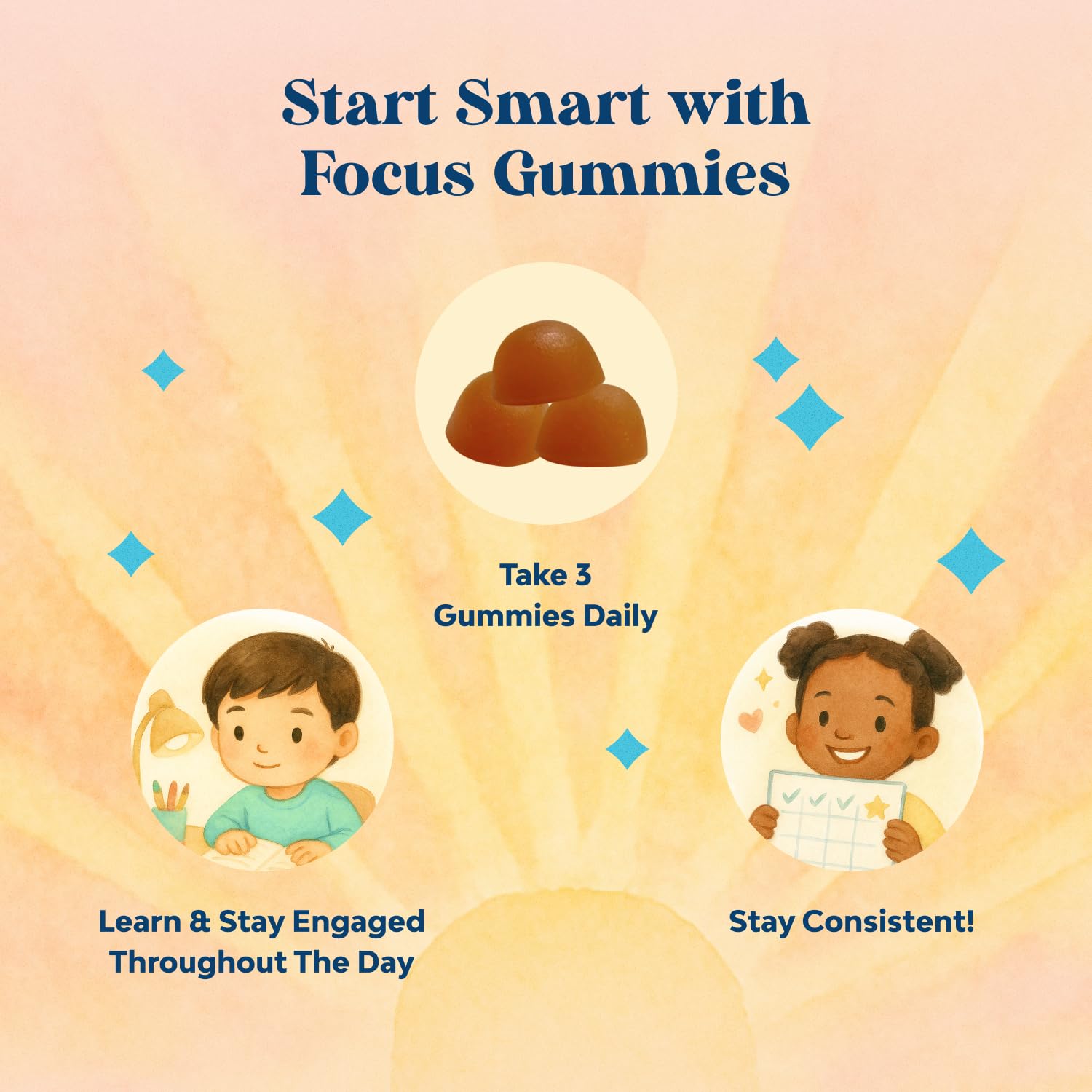 Kids Focus Gummies - Nootropics Brain Support Supplement for Kids with Green Tea Extract, B6 & B12 Vitamins for Memory and Brain Focus - Herbal Concentration Chews for Children - 90 Count Natures CraftBuy Supplements Australia