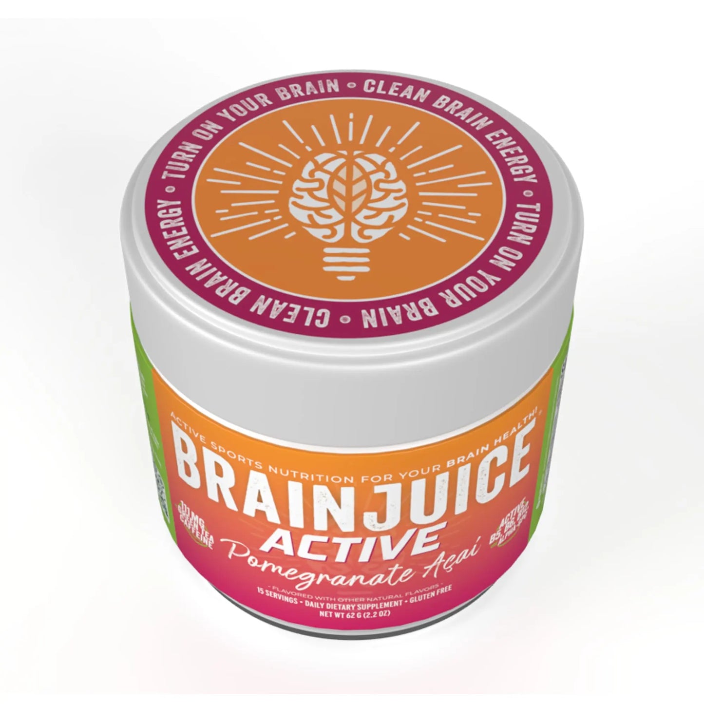 BrainJuice Nootropics Brain Support Supplement, Gluten Free Powder for Energy and Focus, Pre Workout w/Alpha GPC, Vitamin B & Organic Green Tea Extract Caffeine, Active Pomegranate Acai, 15 Servings BrainJuice buy supplements Au