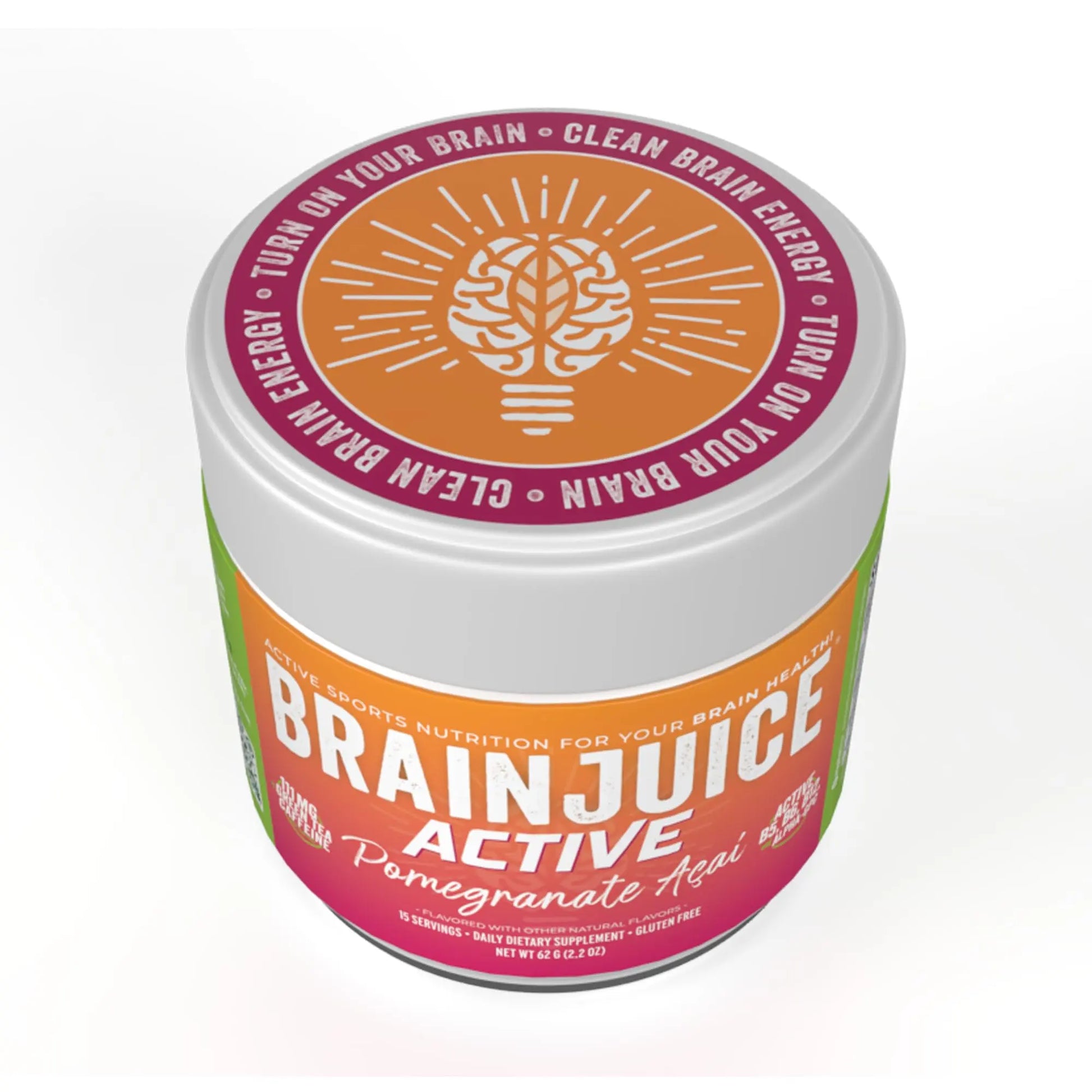BrainJuice Nootropics Brain Support Supplement, Gluten Free Powder for Energy and Focus, Pre Workout w/Alpha GPC, Vitamin B & Organic Green Tea Extract Caffeine, Active Pomegranate Acai, 15 Servings BrainJuice buy supplements Au