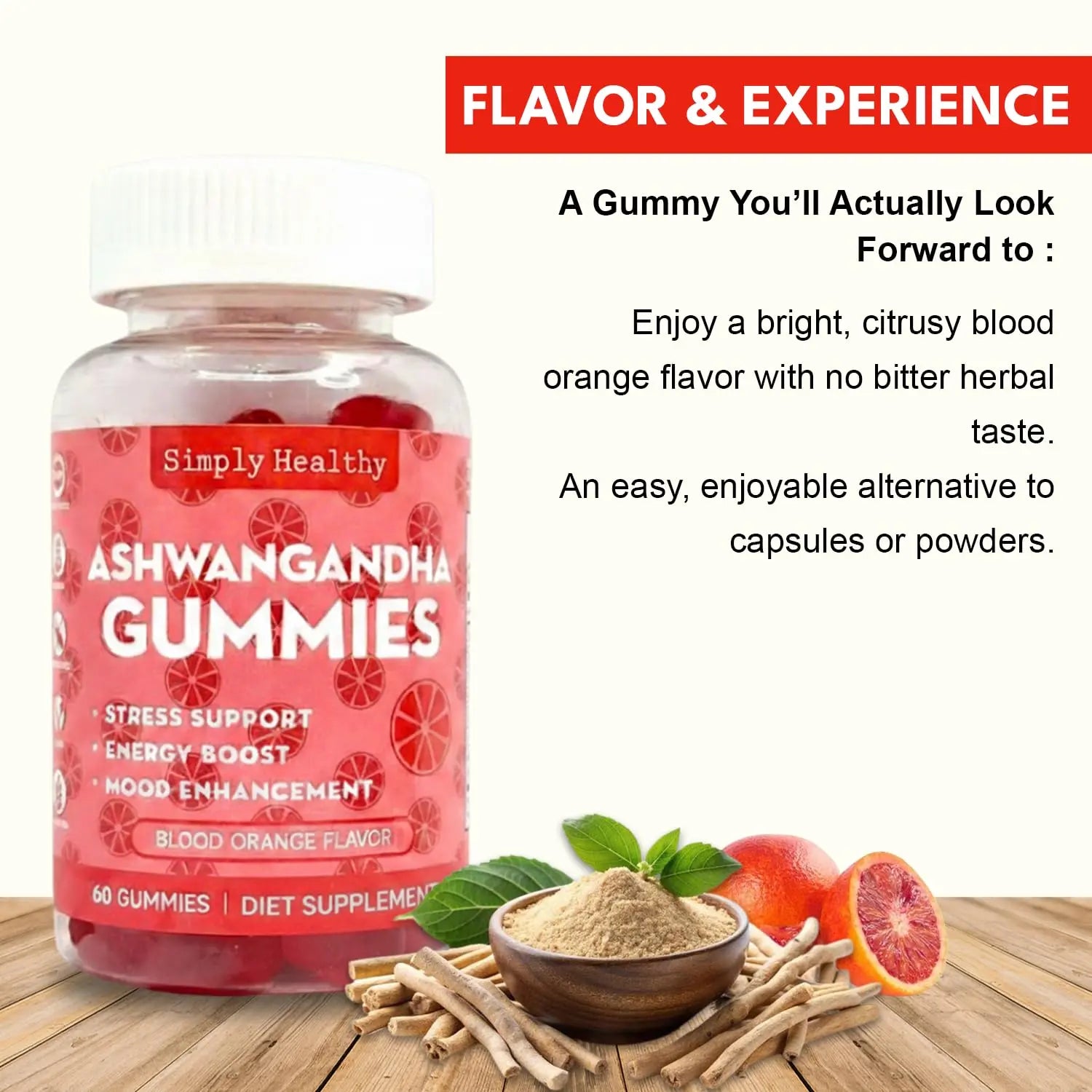 Simply Healthy Premium Ashwagandha Gummies, Stress Support with Blood Orange Flavor, Vegan, Easy to Chew, Daily Aid, Energy Booster, Mood Enhancer, for Both Men and Women, 60 Gummies Simply Healthy buy supplements Au