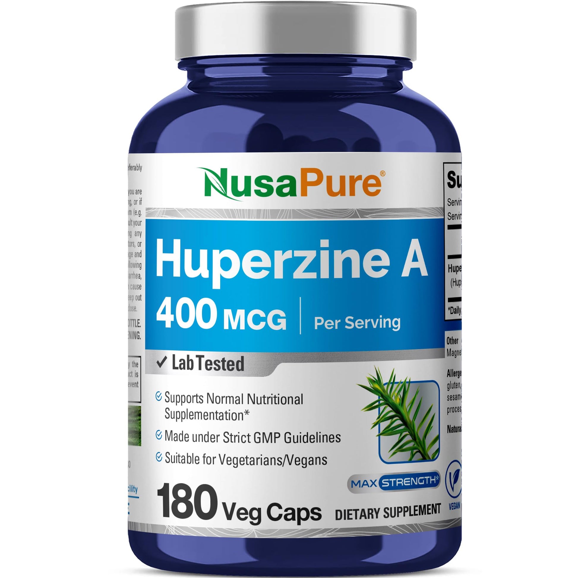 NusaPure Huperzine A 400mcg 180 Veggie Capsules (Vegetarian, Non-GMO, Vegan) NusaPureBuy Supplements Australia