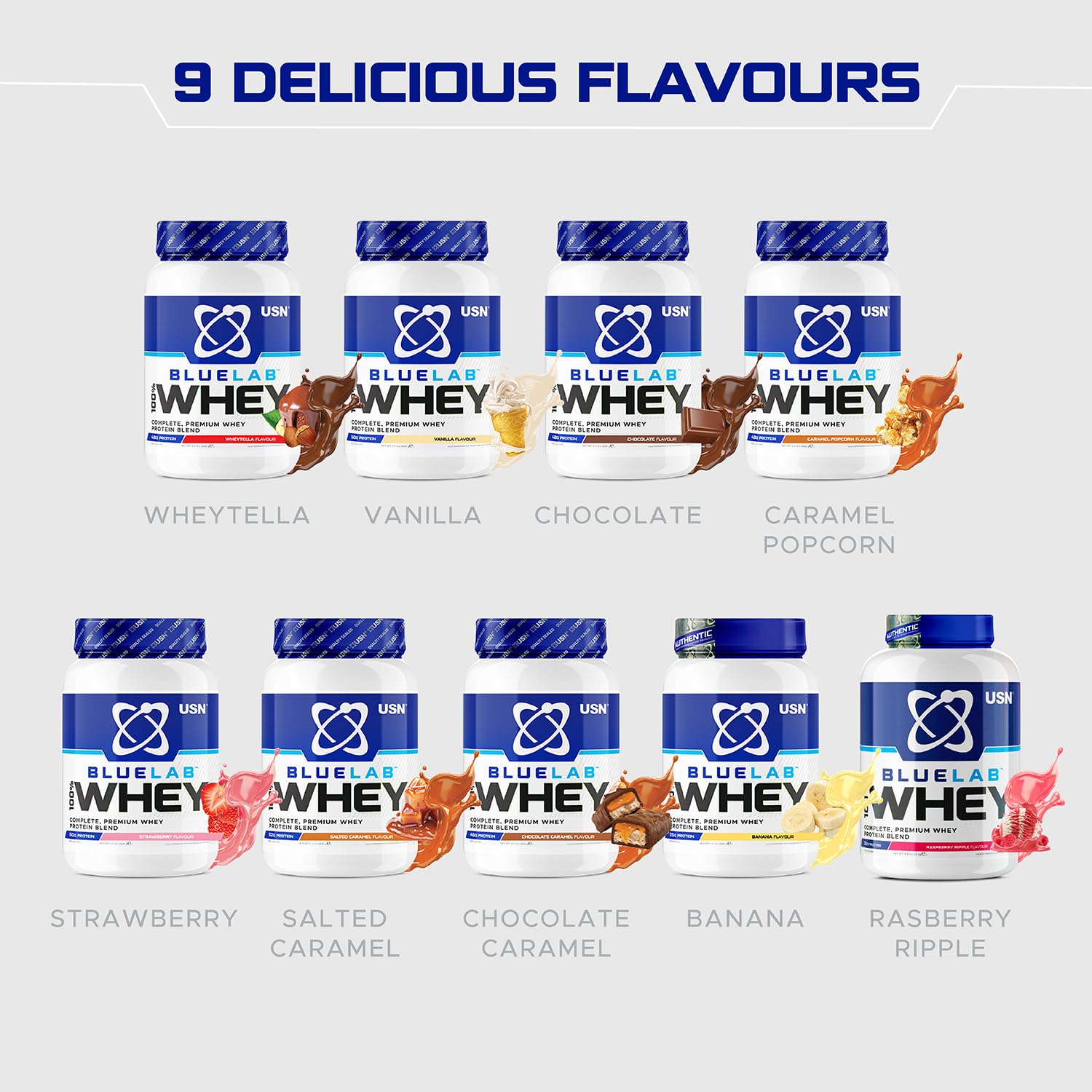 USN Blue Lab Whey Protein Powder: Strawberry - Whey Protein 2kg - Post-Workout - USNBuy Supplements Australia