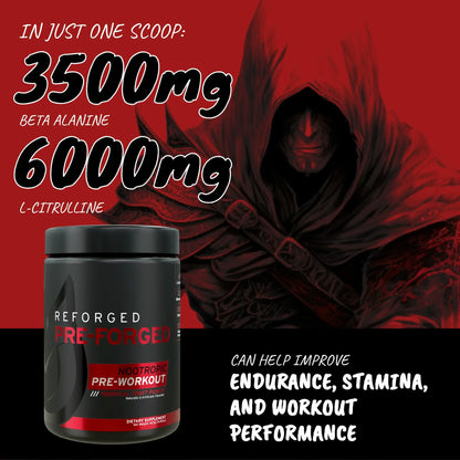 Reforged Pre-Forged L Theanine Pre Workout Powder Drink | Nootropic Nitric Oxide Energy Reforged