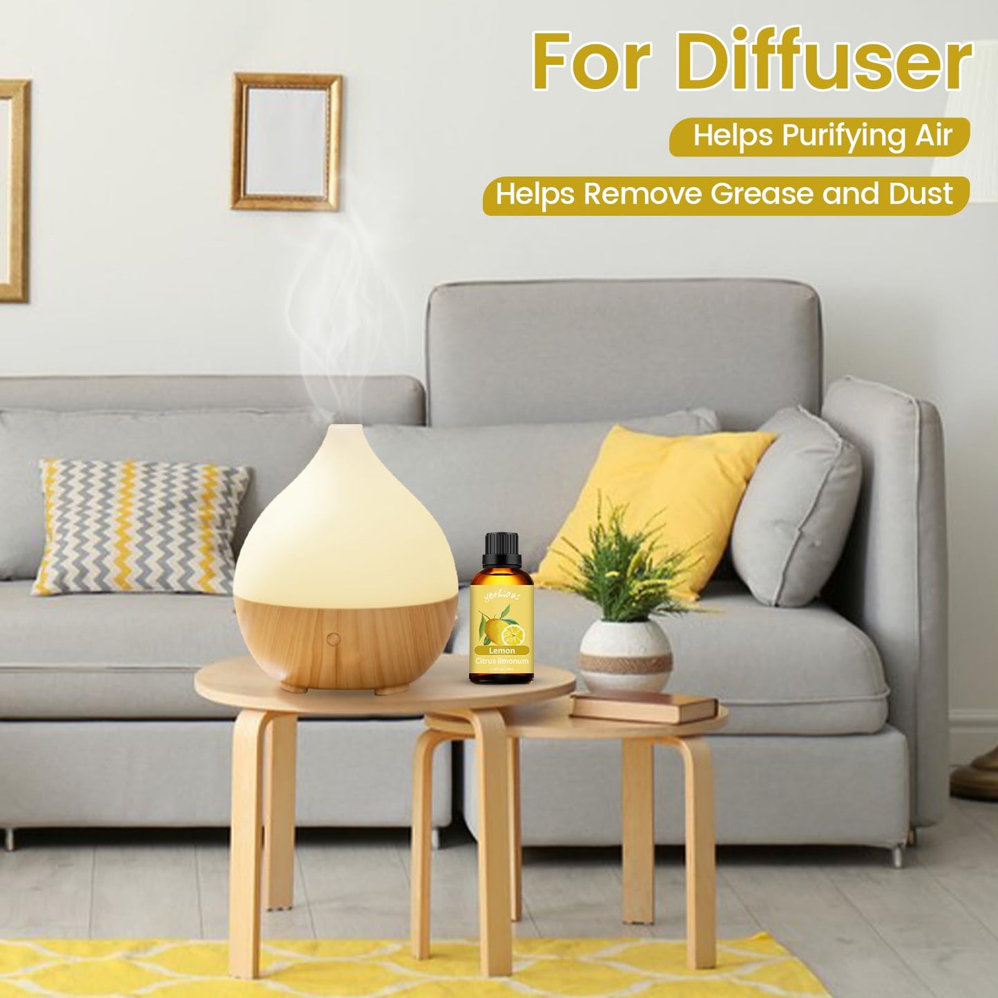 yethious Lemon Essential Oil Lemon Essential Oill for Diffuser, Perfume, Body, Skin, Hair, Candle Soap yethious