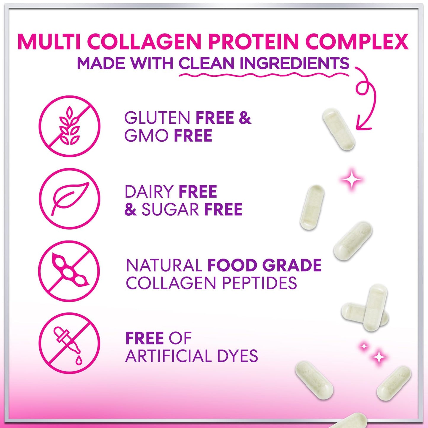 Multi Collagen Supplement 2400 mg - Types I, II, III, V & X Multi Collagen Peptides Pills for Women & Men, Hydrolyzed Collagen Supplements, Hair, Skin, Nail, & Joint Support Supplement, 60 Capsules Hello Lovely!Buy Supplements Australia
