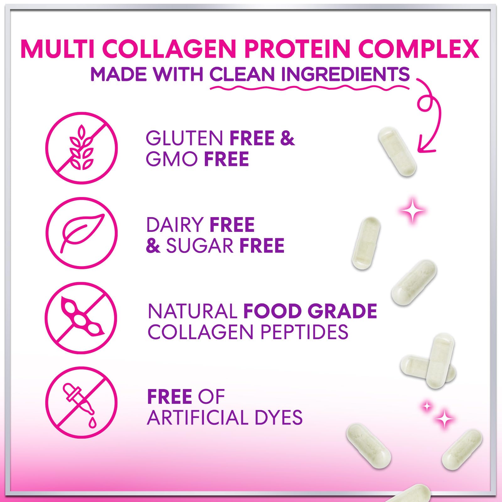 Multi Collagen Supplement 2400 mg - Types I, II, III, V & X Multi Collagen Peptides Pills for Women & Men, Hydrolyzed Collagen Supplements, Hair, Skin, Nail, & Joint Support Supplement, 60 Capsules Hello Lovely!Buy Supplements Australia