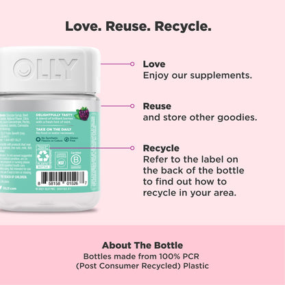 OLLY Flawless Complexion Gummy, Clear and Healthy Skin Support, Vitamins E, A, Zinc, Chewable Supplement, Berry - 50 Count (Pack of 1)