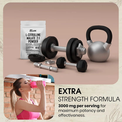 L Citrulline Malate 2 1 Powder 300 Grams - Bulk L Citrulline Powder - Free Form Amino Fit Lane Nutrition