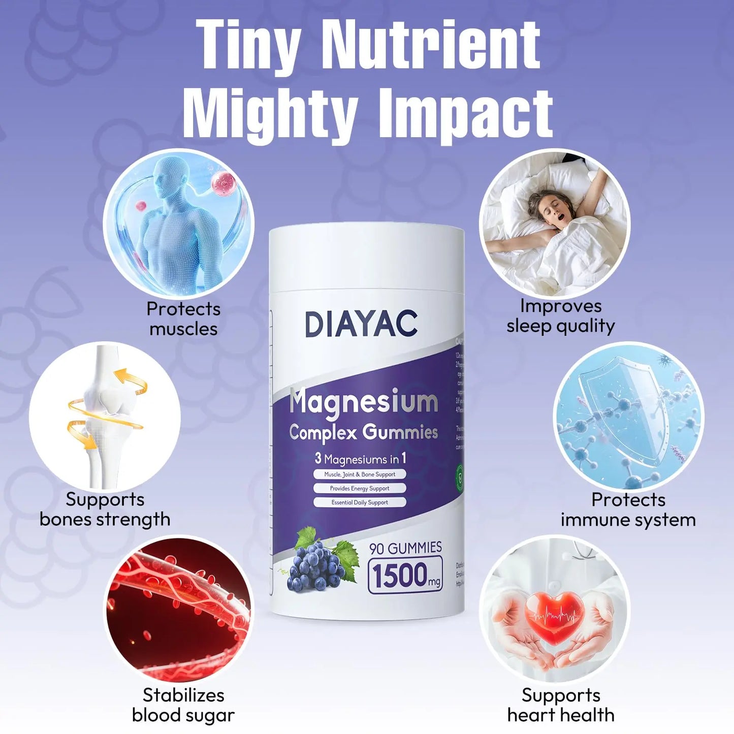 Magnesium Complex Gummies, Individually Packaged Magnesium Supplement, Magnesium Chelate, Bisglycinate, Malate, Citrate, Taurate Chewable for Women & Men,Sleep&Muscle&Nerve Health, Vegan 90 Counts DIAYAC buy supplements Au
