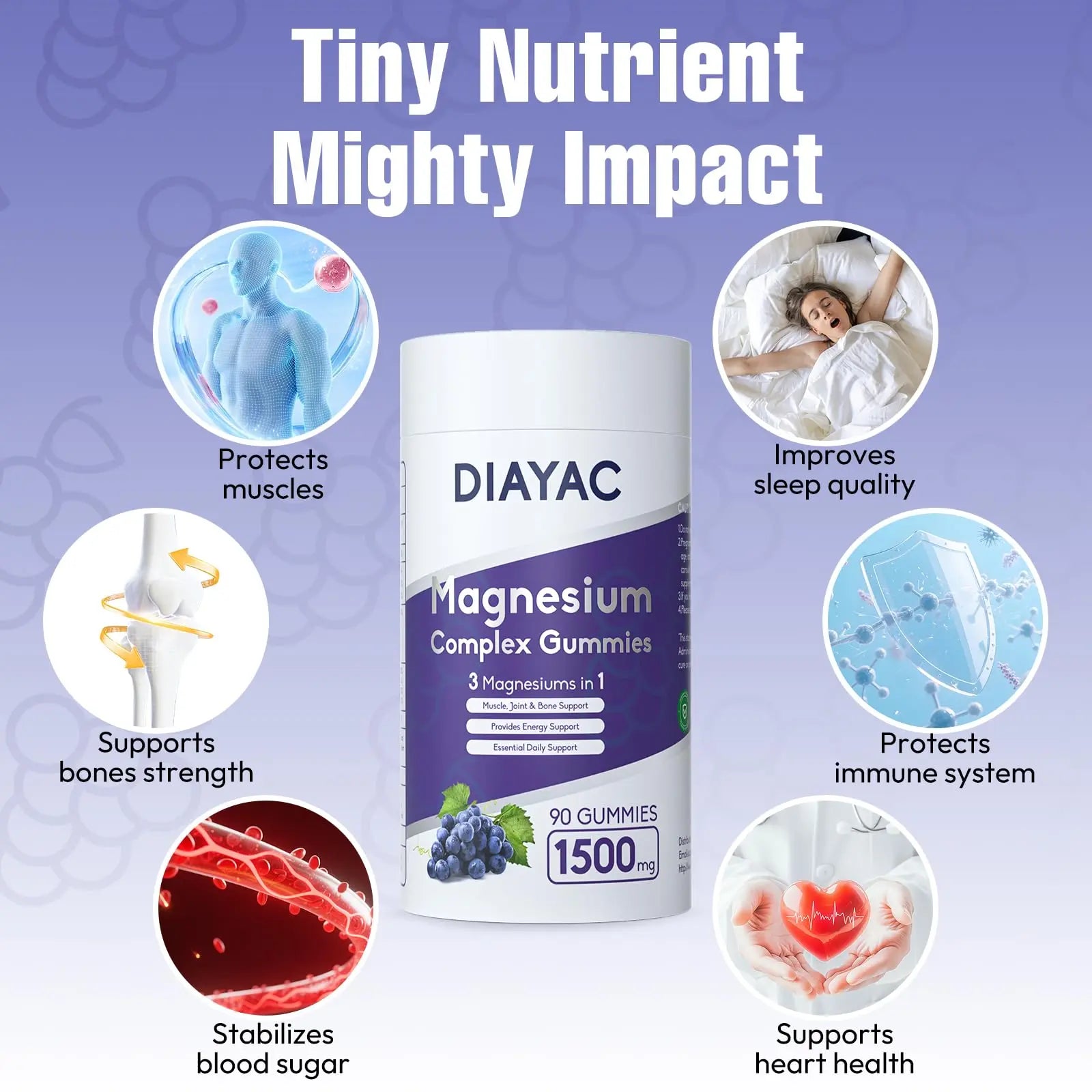 Magnesium Complex Gummies, Individually Packaged Magnesium Supplement, Magnesium Chelate, Bisglycinate, Malate, Citrate, Taurate Chewable for Women & Men,Sleep&Muscle&Nerve Health, Vegan 90 Counts DIAYAC buy supplements Au
