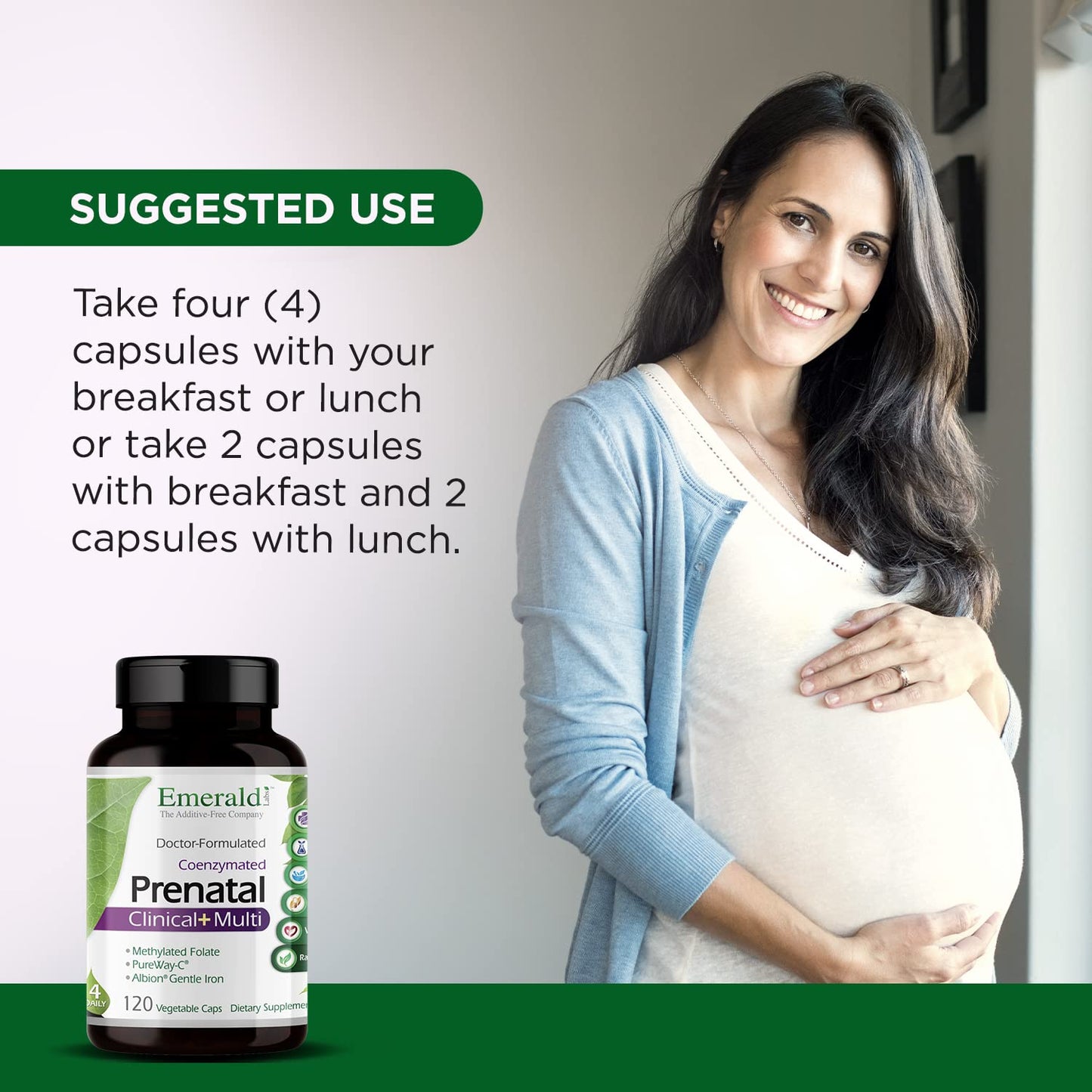 Emerald Labs Prenatal 4-Daily Multi - Multivitamins for Pregnant Women with Coenzyme Folic Acid Emerald Labs