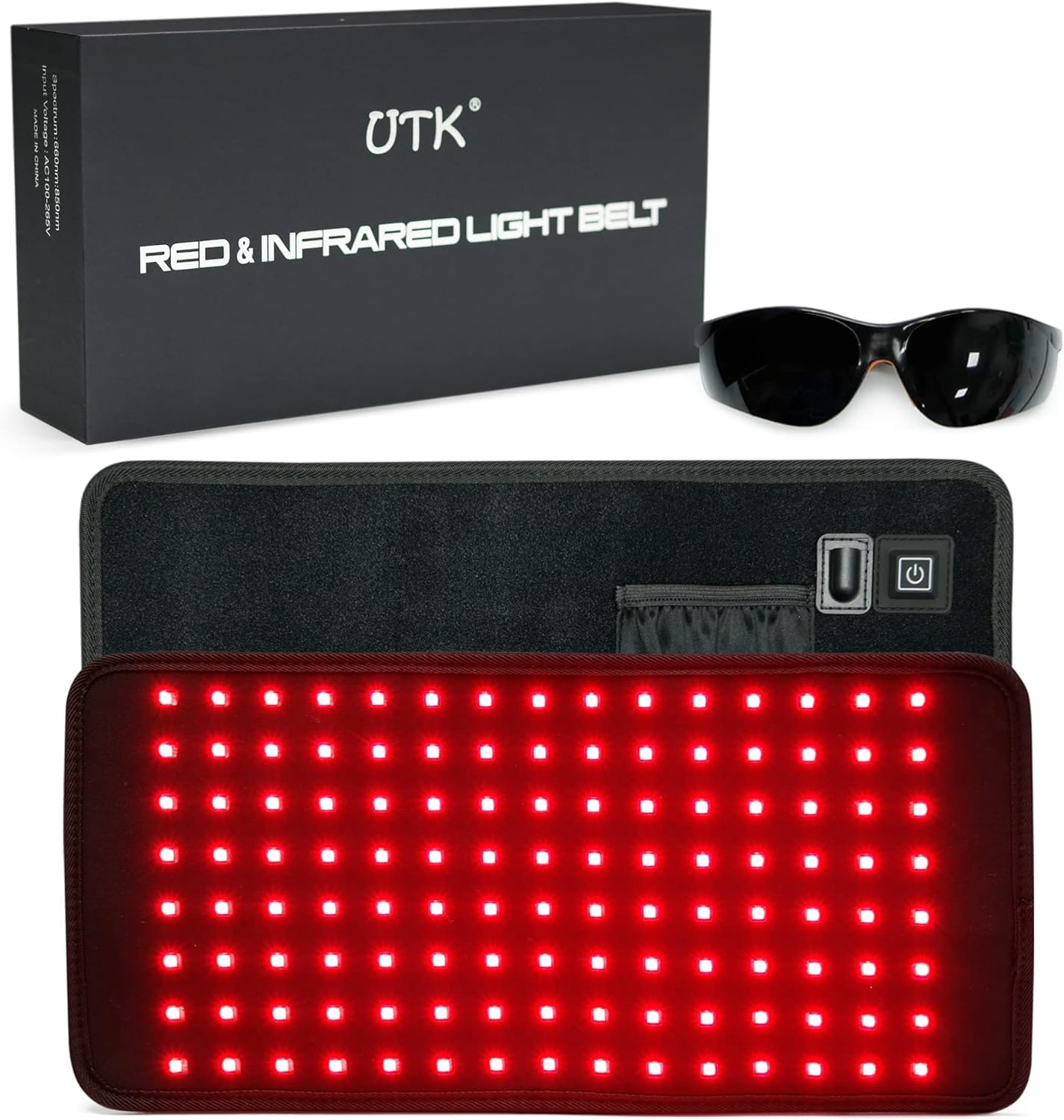 UTK Red Light Therapy Pad for Body Pain Relief, LED 660＆850nm Wearable Wrap Deep Therapy