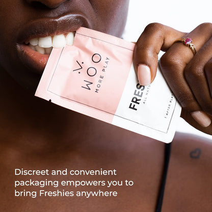 Woo More Play Freshies: All-Natural Feminine Intimacy Towelette Wipes with Coconut Oil Woo More Play