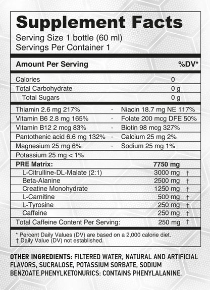 HARDLABZ PRE – Extra Strength Liquid Pre-Workout Energy Shot with Caffeine (250 mg) HARDLABZ