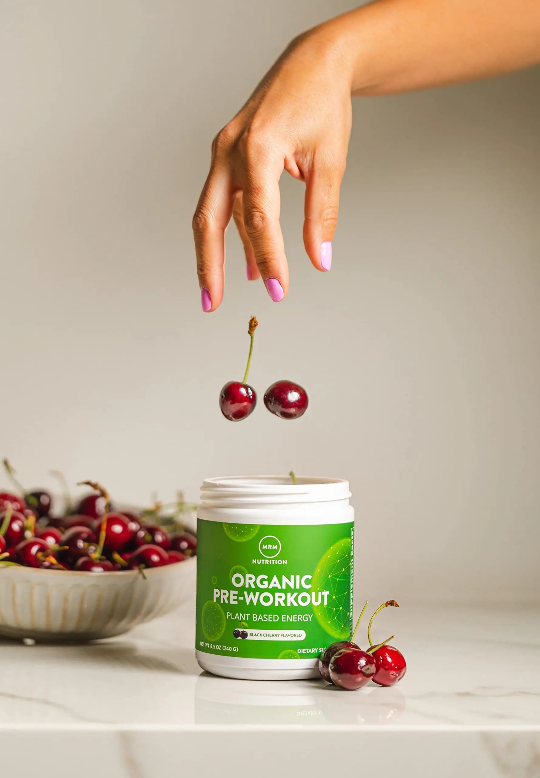 MRM Nutrition Organic Pre-Workout Powder | Black Cherry Flavored | Superfoods MRM