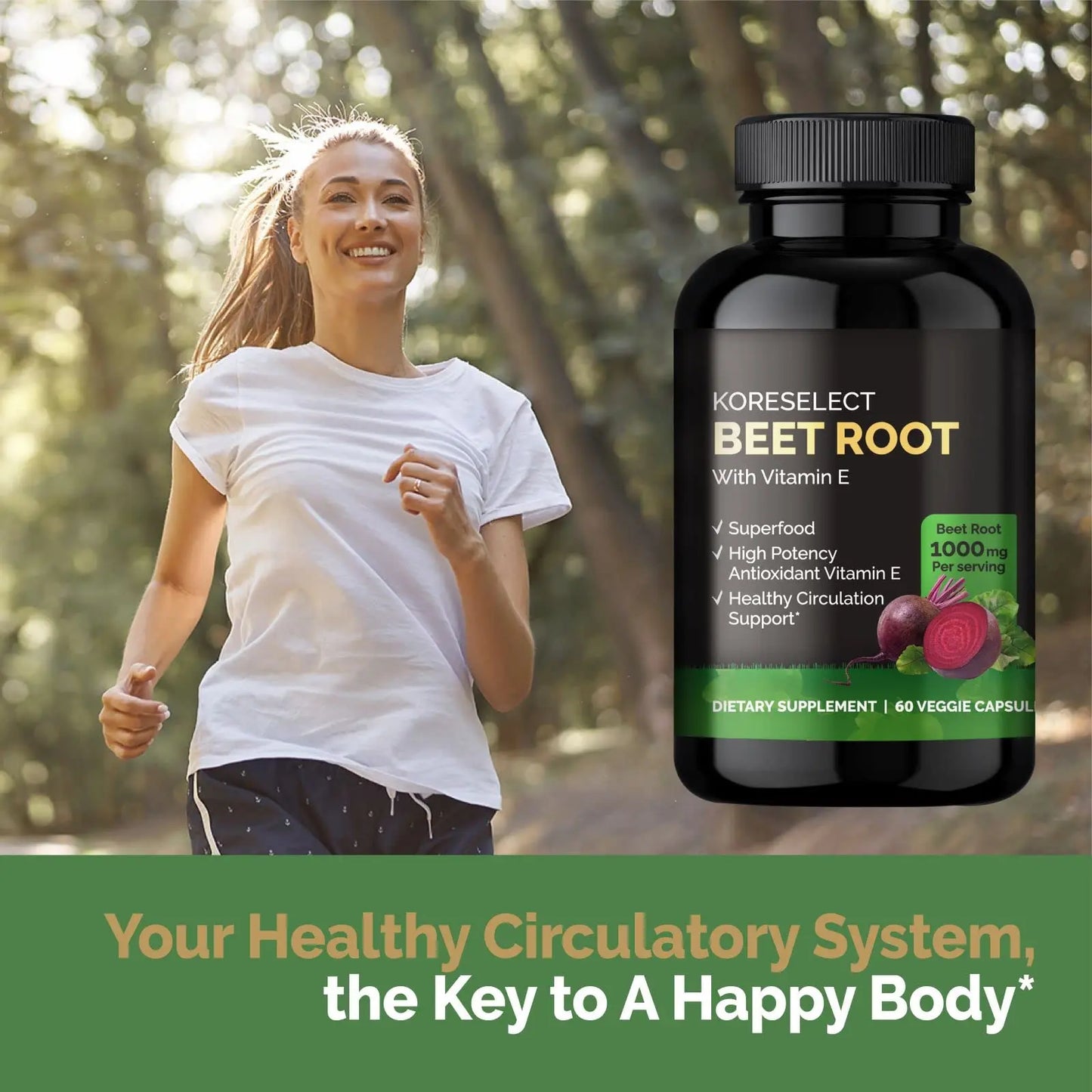 KORESELECT Beet Root & Tart Cherry Capsules 16,000mg Capsules Bundle for Nitric Oxide KORESELECT