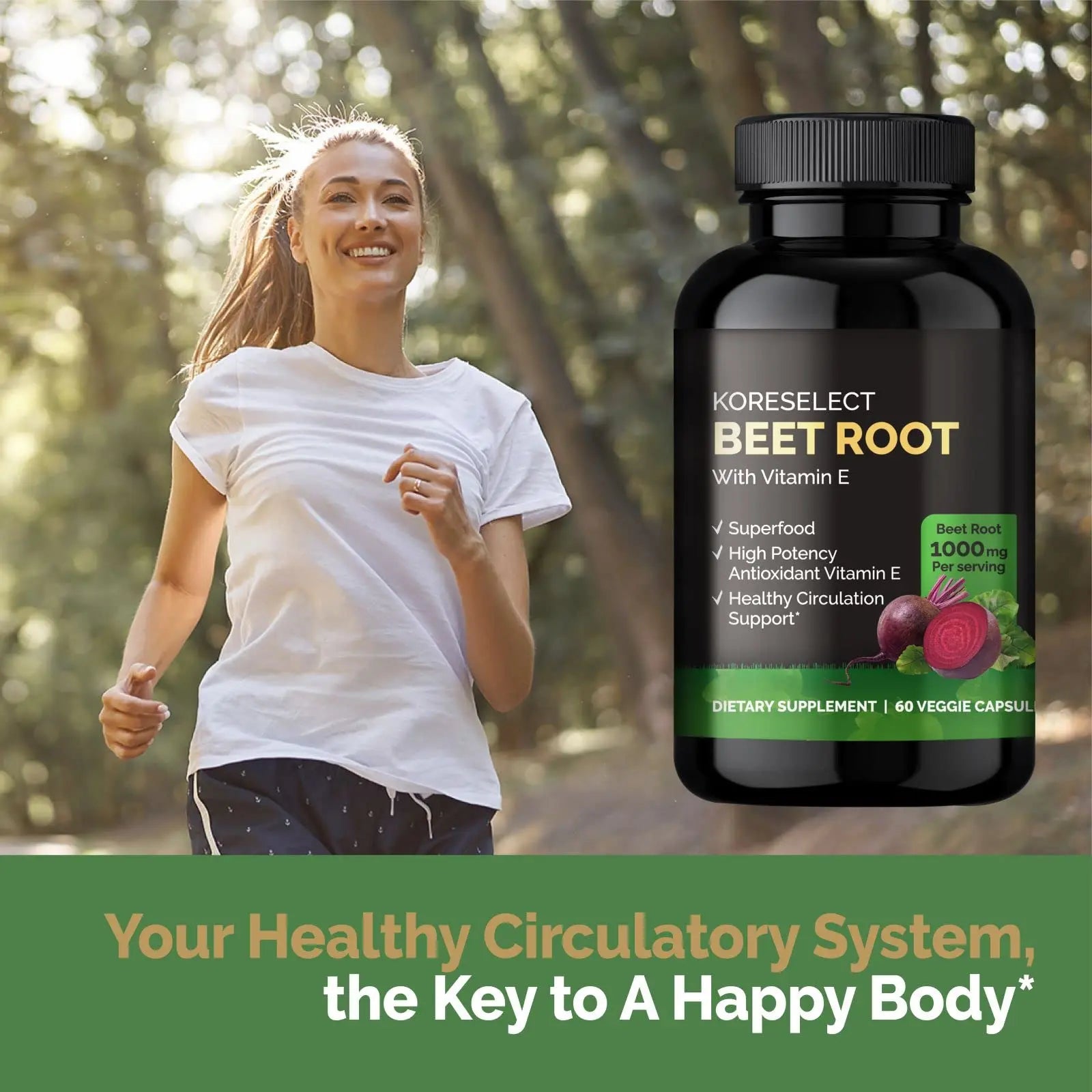 KORESELECT Beet Root & Tart Cherry Capsules 16,000mg Capsules Bundle for Nitric Oxide KORESELECT