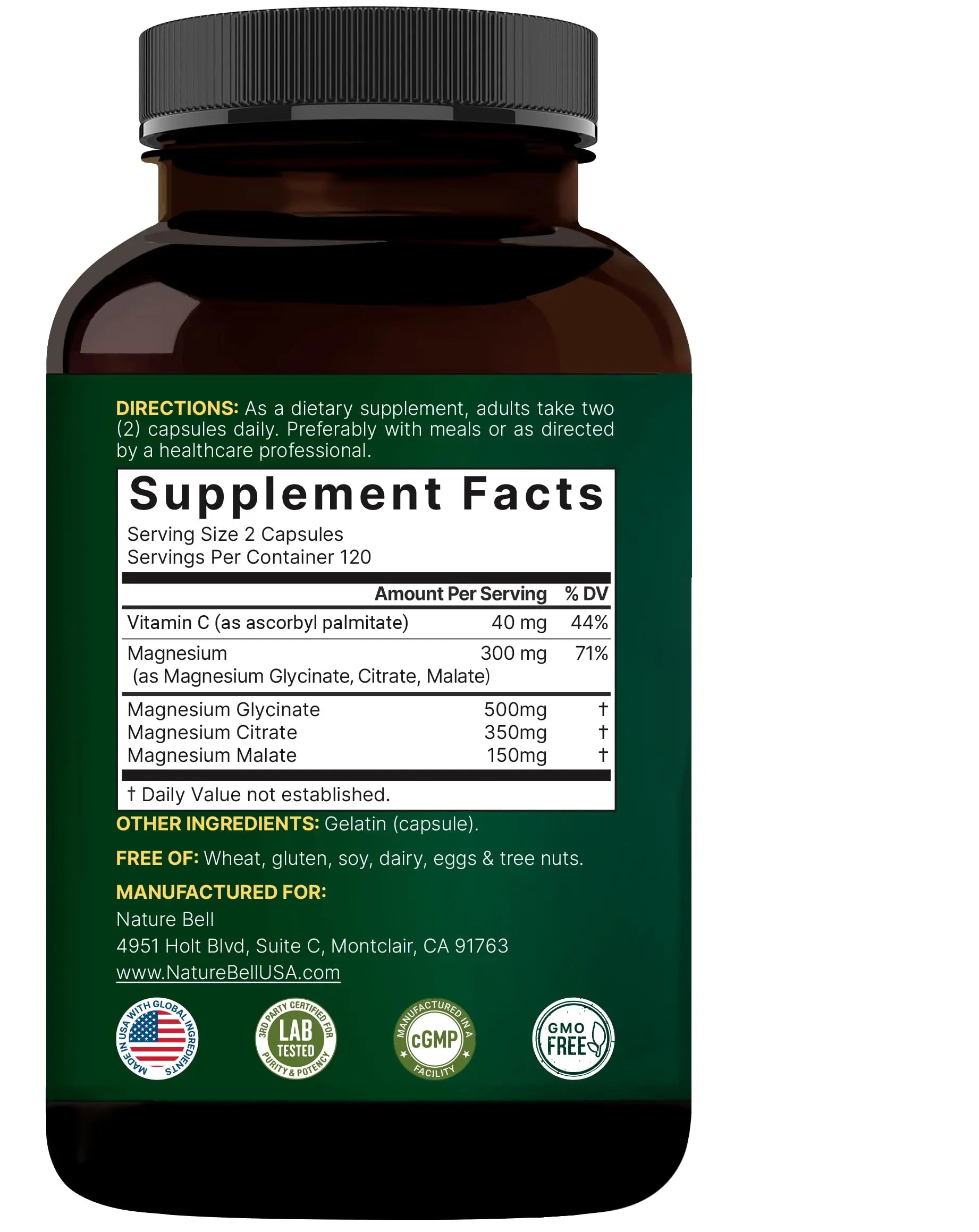 NatureBell Magnesium Complex for Women & Men 1,000mg Per Serving – 240 Capsules – Triple Magnesium Complex with Glycinate, Citrate & Malate – Chelated & Purified – Non‑GMO, Filler Free NatureBell buy supplements Au