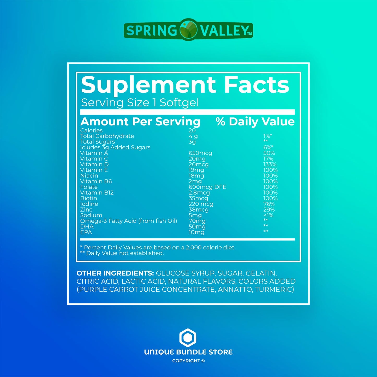 Spring Valley, Prenatal Vitamins Gummies, 90 Count with DHA and Folic Acid Unique Bundle Store