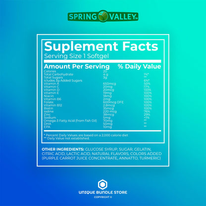 Spring Valley, Prenatal Vitamins Gummies, 90 Count with DHA and Folic Acid Unique Bundle Store