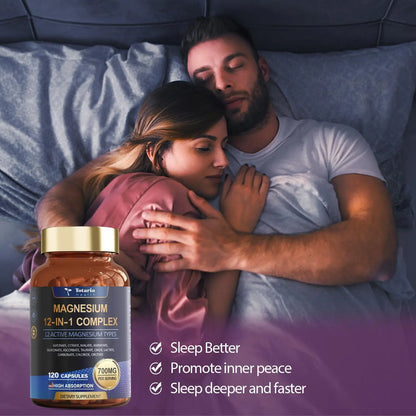 Totaria Magnesium Complex 700mg 12 in 1 Magnesium Supplement with Glycinate Citrate Malate Oxide Taurate Aspartate Orotate Magnesium Relaxation,Muscle,Heart Support, Vegan 120 Capsules Totaria buy supplements Au