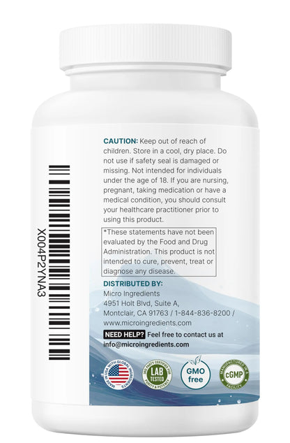 Micro Ingredients Pure Magnesium Complex, 300 Capsules | Triple Magnesium Glycinate, Malate, Taurate with Vitamin C | 100% Chelated | Supports Muscles Micro Ingredients