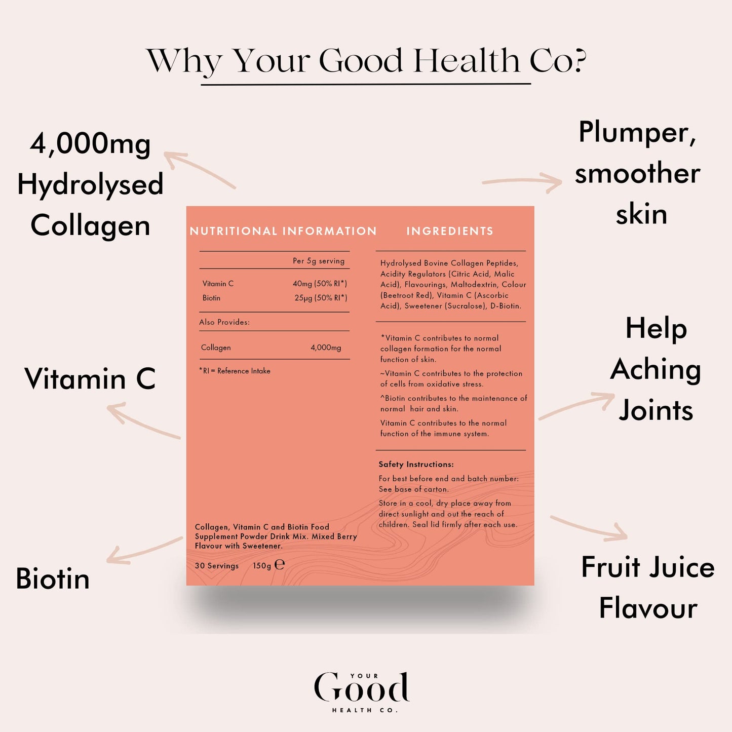 Your Good Health Co. – Your Beauty Premium Collagen Powder, Tropical | 150g Your Good Health Co.