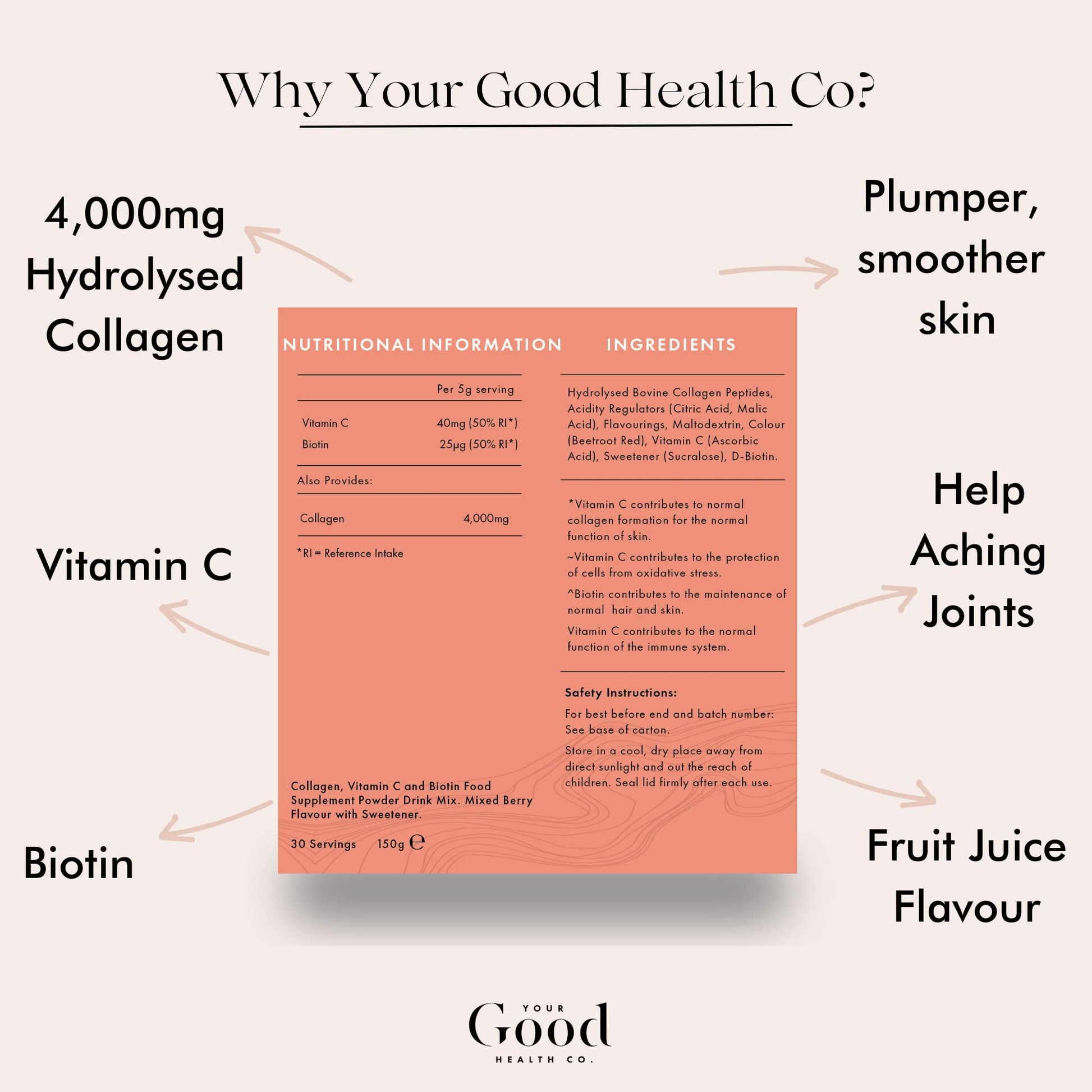 Your Good Health Co. – Your Beauty Premium Collagen Powder, Tropical | 150g Your Good Health Co.