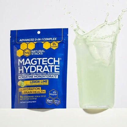 Magtech Magnesium Capsules + Hydration Creatine Powder Lemon Lime Bundle - 3 Forms of Magnesium - Featuring Magtein L-Threonate - Brain Health & Hydration Support* - 44 Total Servings NATURAL STACKSBuy Supplements Australia